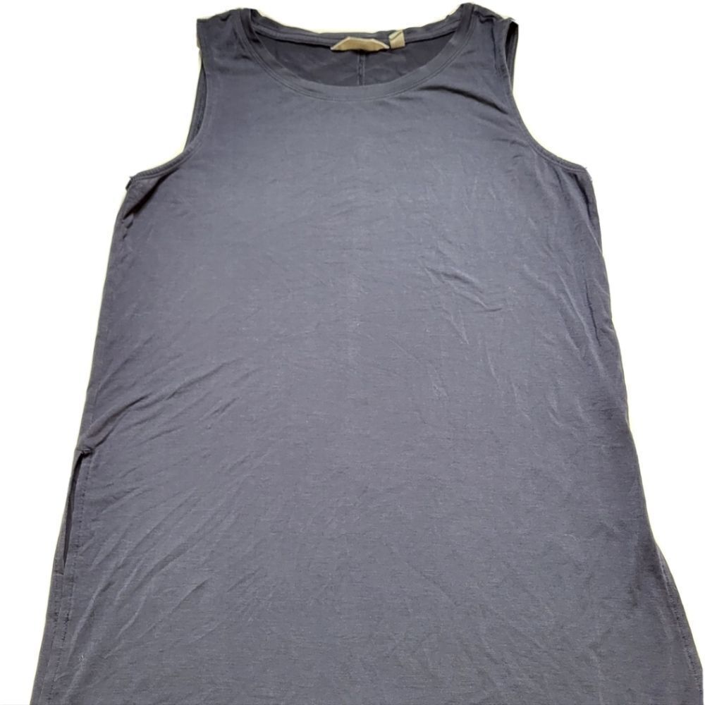 Athleta Womens Relaxed Fit Navy Blue Tank Top With Side Slits Size Small